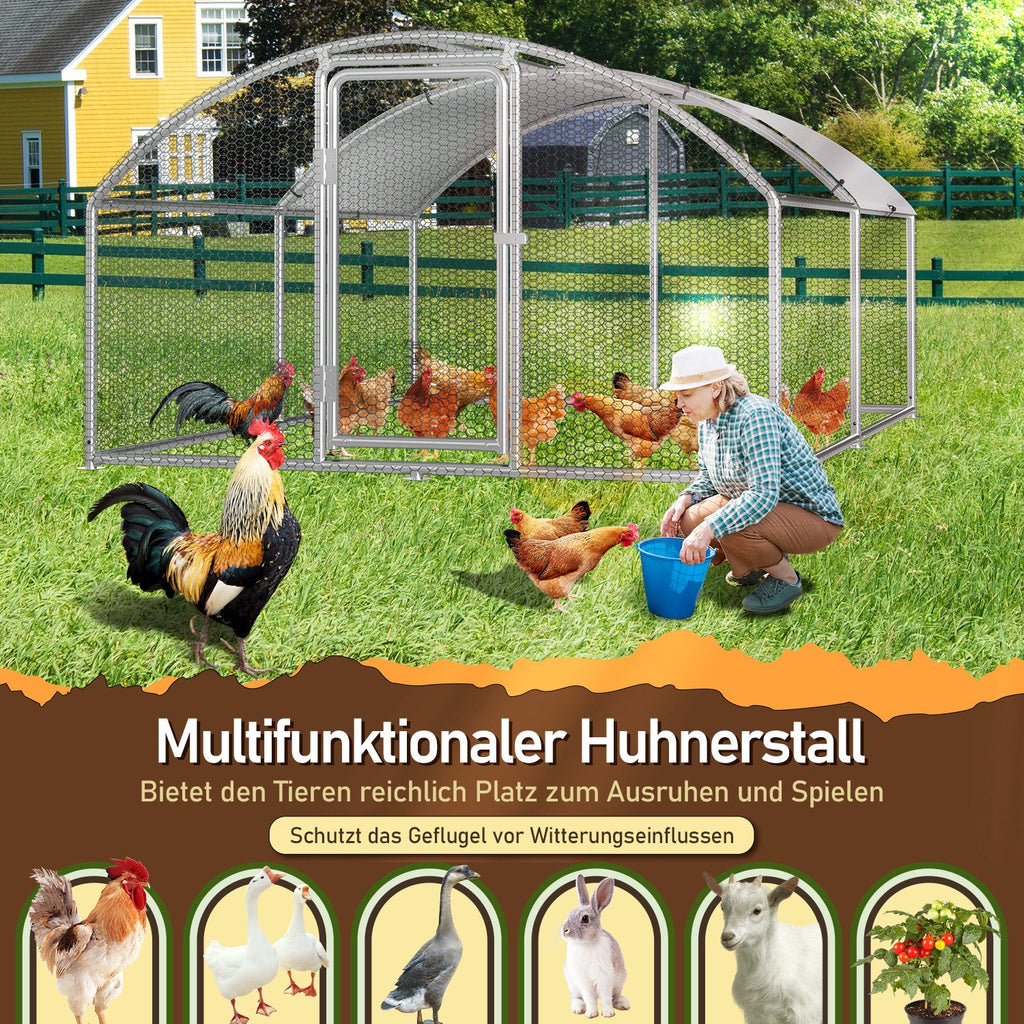 Cosmo Go Hühnerstall Freilaufgehege Kuppeldach Verzinktem Stahl 3x4x2m