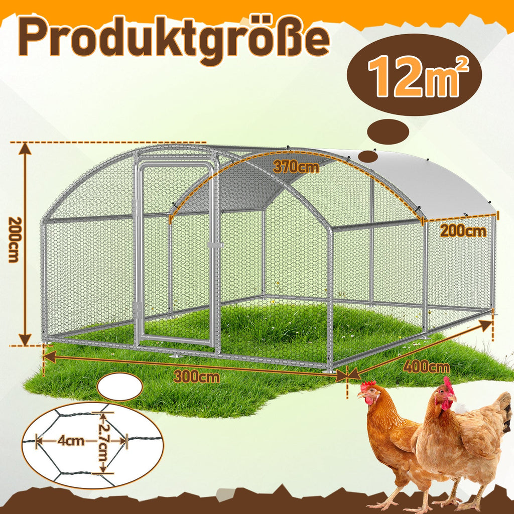 Cosmo Go Hühnerstall Freilaufgehege Kuppeldach Verzinktem Stahl 3x4x2m