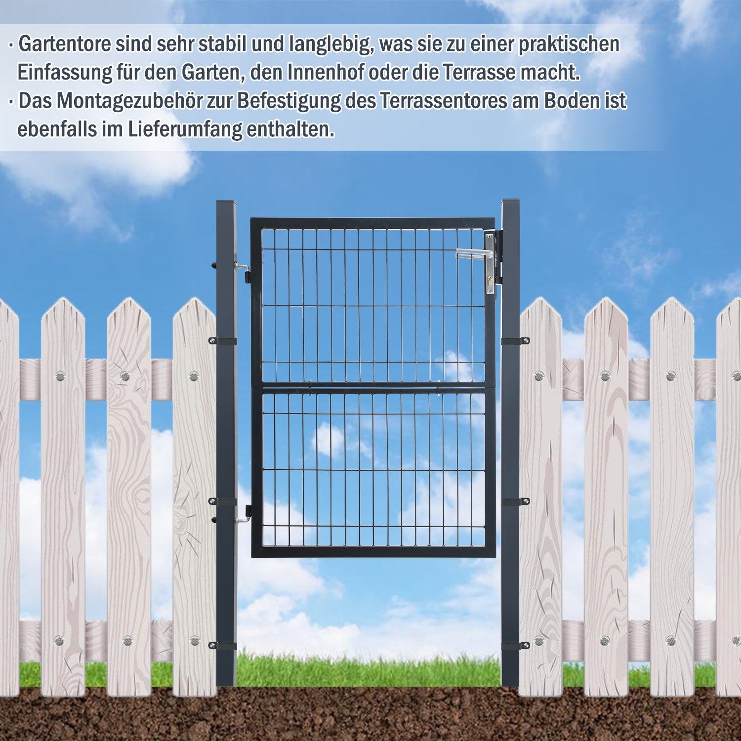 Cosmo Go Gartentor Gartentür Anthrazit Inkl. Schloss