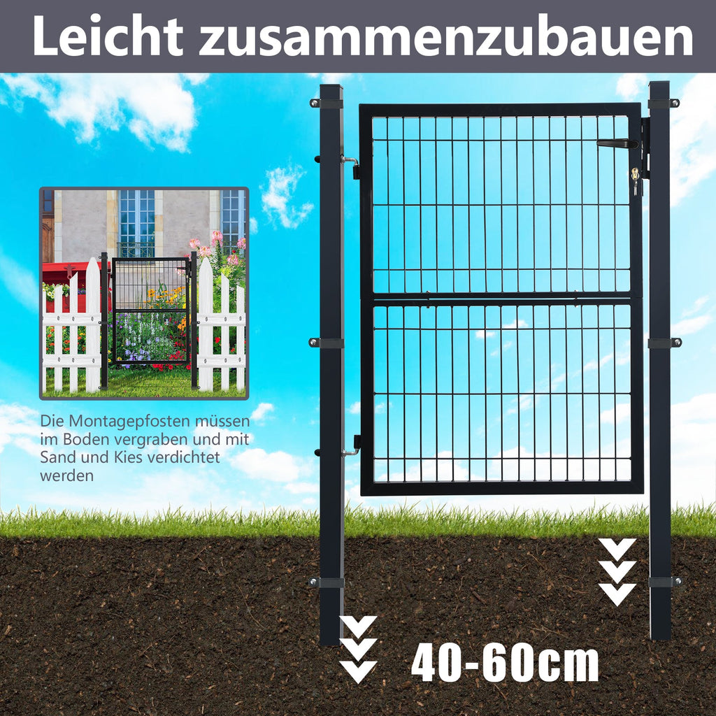 Cosmo Go Gartentor Gartentür Anthrazit Inkl. Schloss(Verschiedene Griffe)