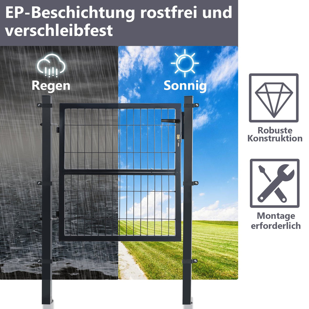 Cosmo Go Gartentor Gartentür Anthrazit Inkl. Schloss(Verschiedene Griffe)