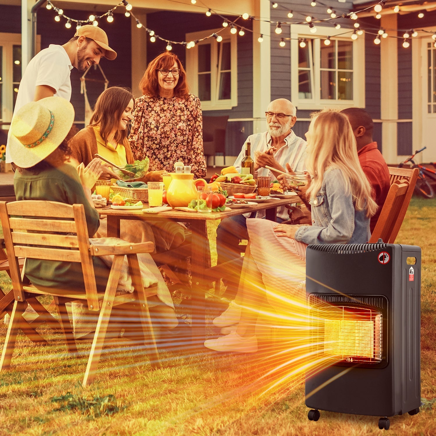 Cosmo Go Gasheizofen Gasheizer Keramik 4,2 KW mit Gasdruckregler und Adapter