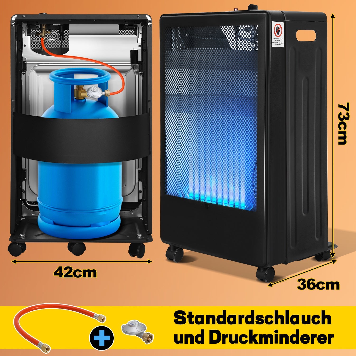 Cosmo Go Gasheizung 3800W Gasheizer für Gasflaschen Faltbarer