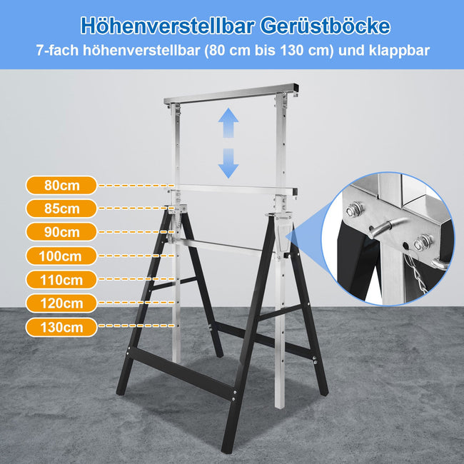 Cosmo Go 2x Gerüstbock Klappbock 7-fach höhenverstellbar Schwarz Main Image