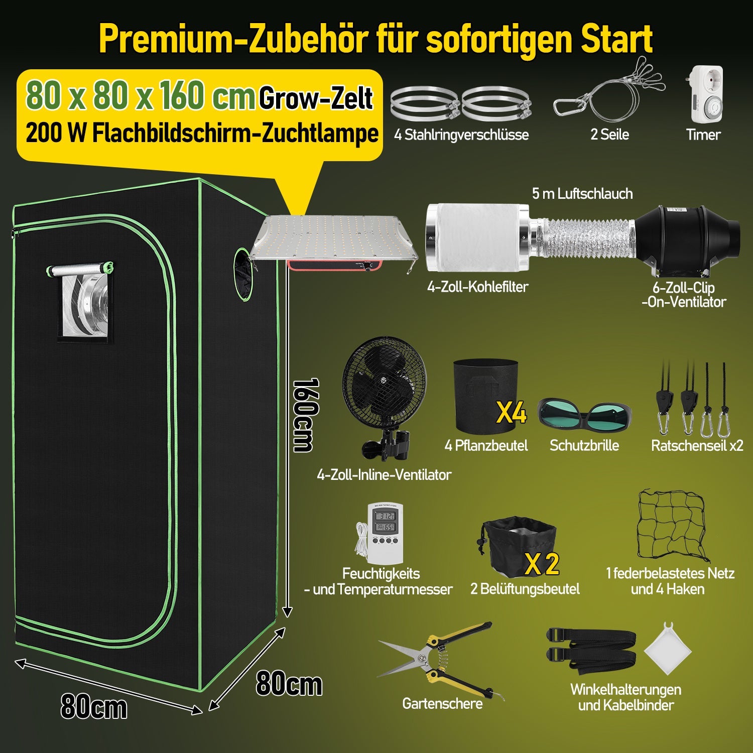 Cosmo Go Growzelt Growbox Komplettset Vollspektrum