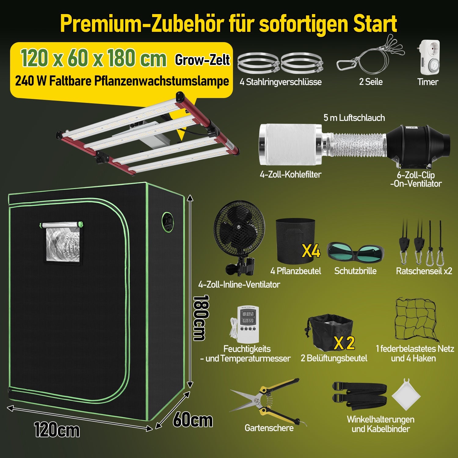 Cosmo Go Growzelt Growbox Komplettset Vollspektrum
