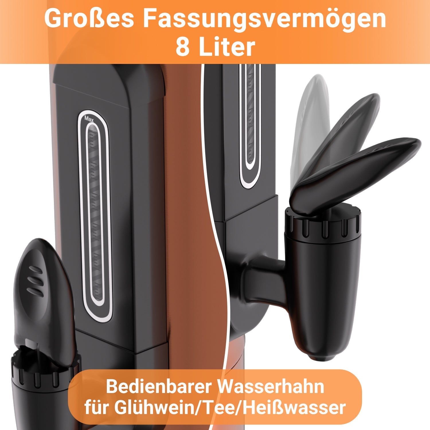 Cosmo Go 8 L Glühweinkocher Glühweinkessel inkl. 10 Tassen, Kupferfarbe