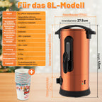 Cosmo Go 8 L Glühweinkocher Glühweinkessel inkl. 10 Tassen, Kupferfarbe
