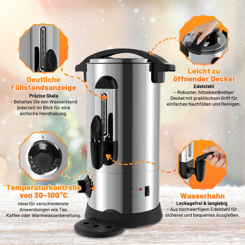 Cosmo Go Glühweinkocher Glühweintopf Edelstahl 1500W 8L