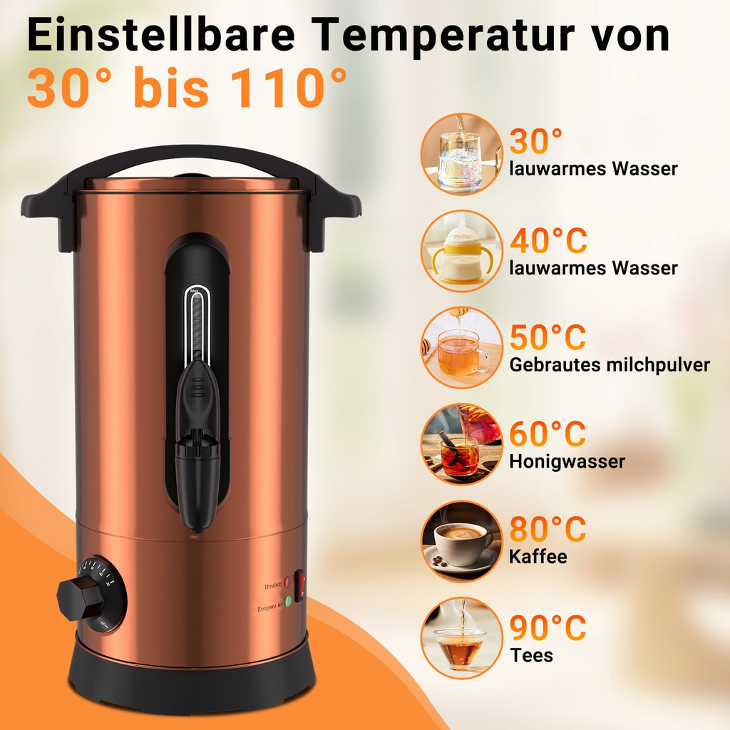 Cosmo Go 8 L Glühweinkocher Glühweinkessel inkl. 10 Tassen, Kupferfarbe