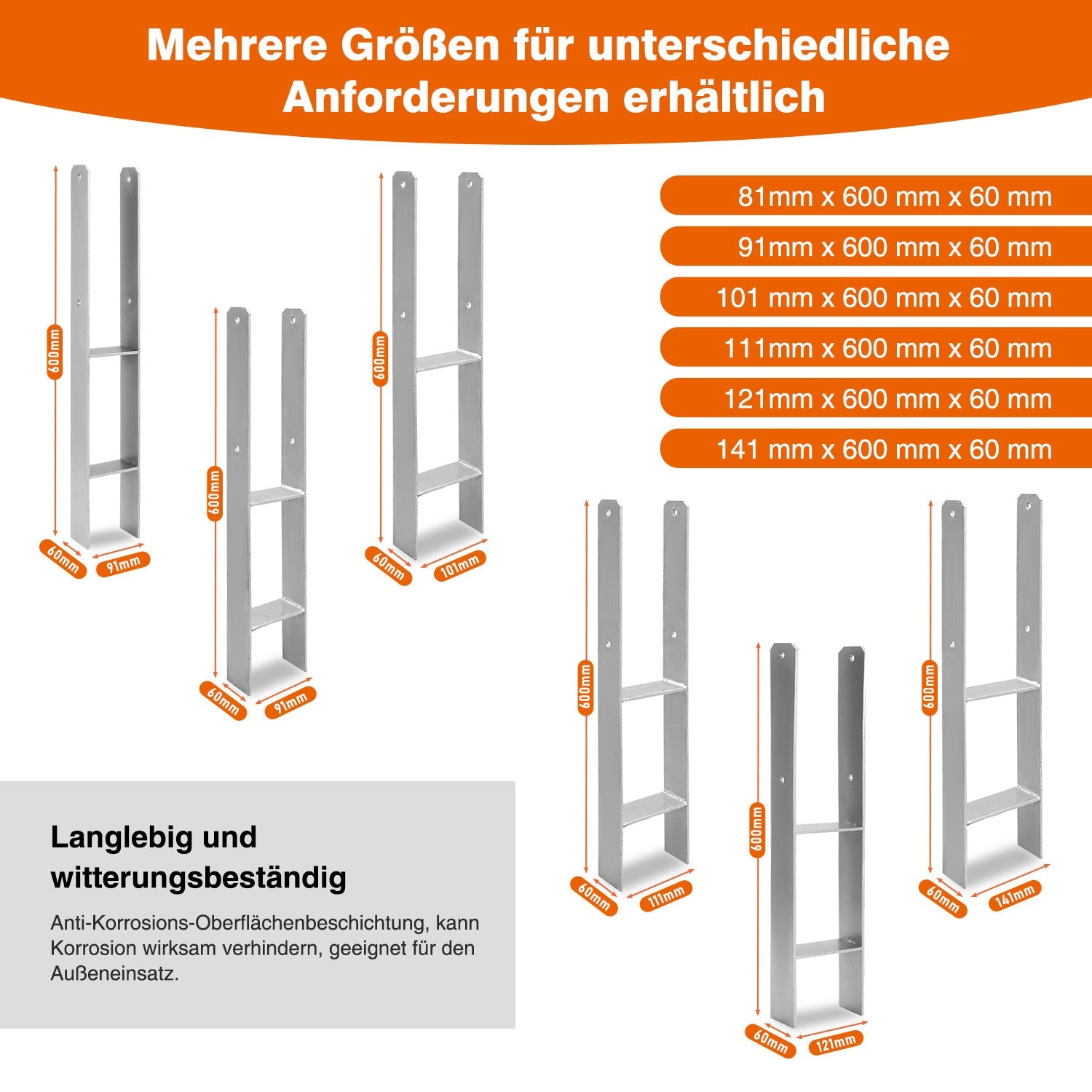 Cosmo Go 2/4 Stück H-anker H-Pfostenträger Pfosten