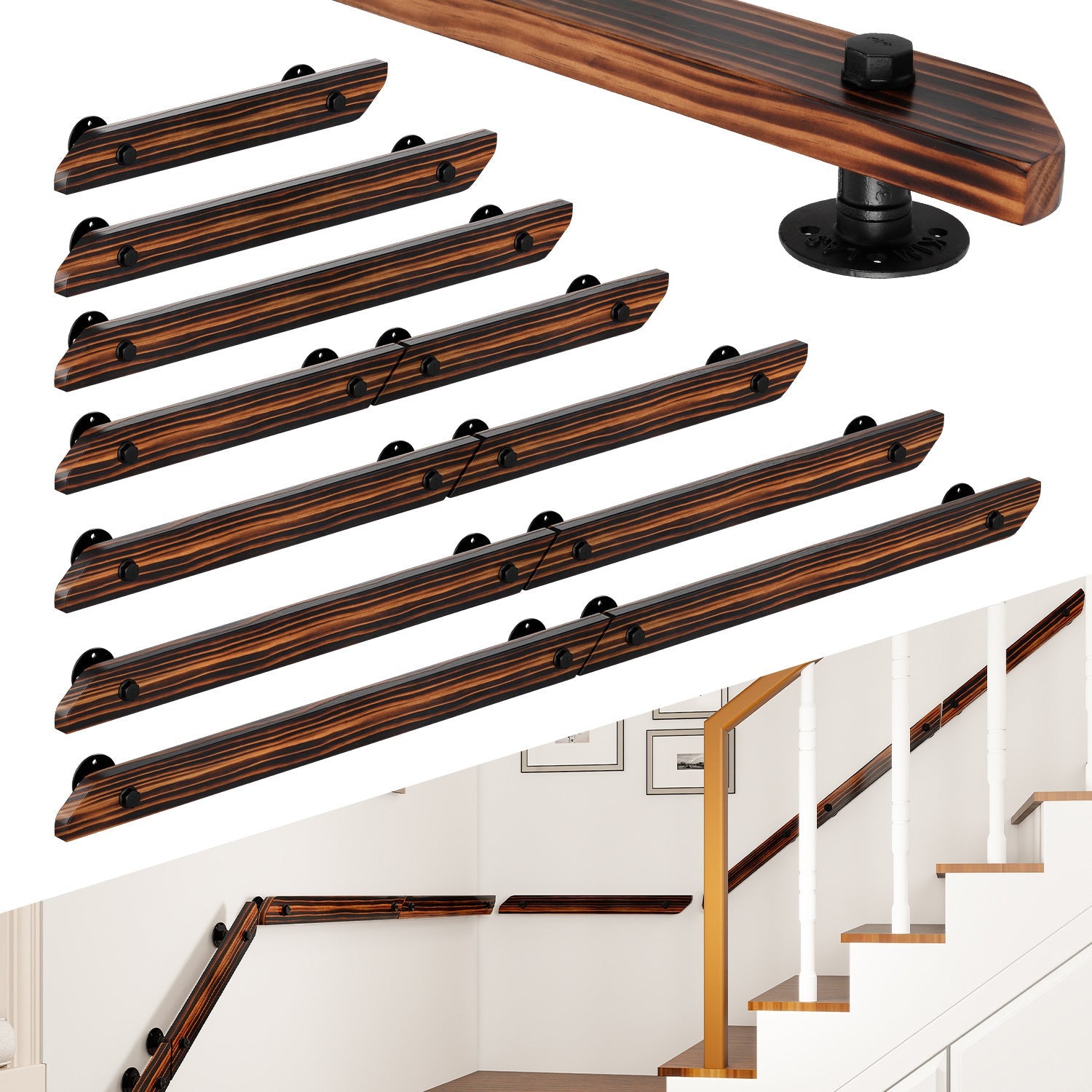 Cosmo Go Handlauf Treppengeländer Kiefernholz 60cm-200cm Brown