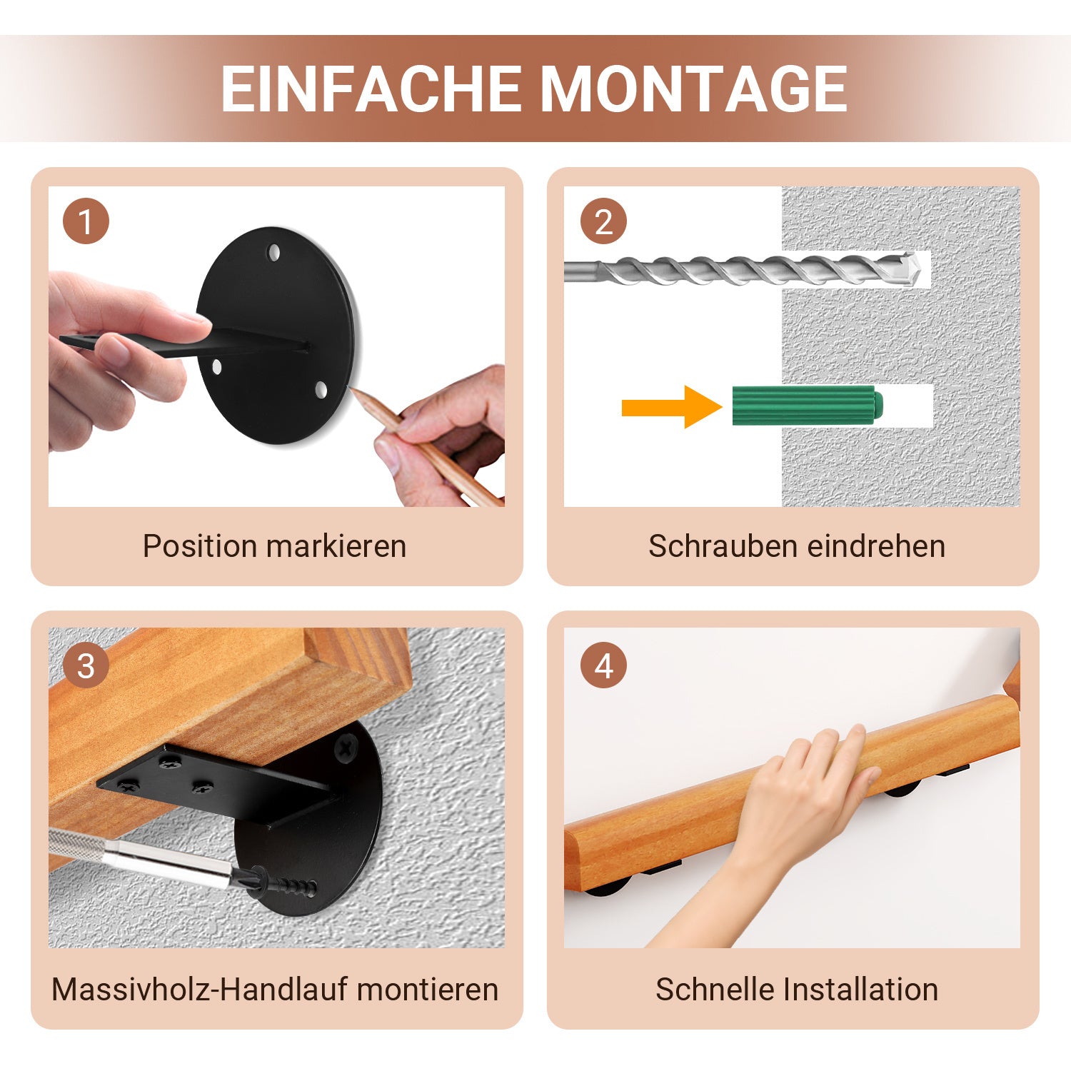 Cosmo Go Handlauf Treppengeländer Kiefernholz Halbrunde Wood