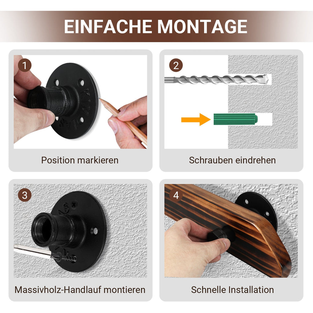 Cosmo Go Handlauf Treppengeländer Kiefernholz 60cm-200cm Brown