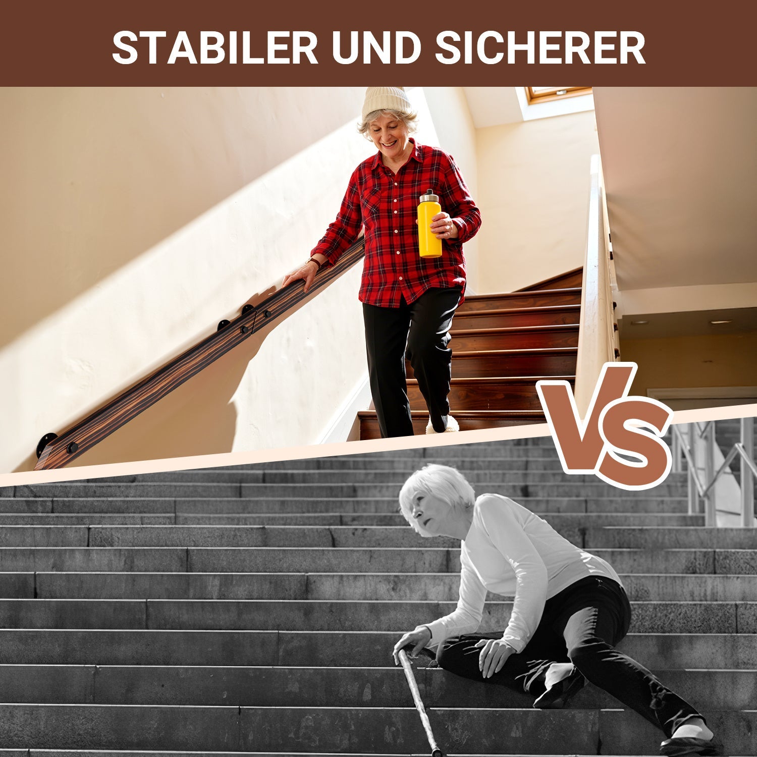 Cosmo Go Handlauf Treppengeländer Kiefernholz 60cm-200cm Brown