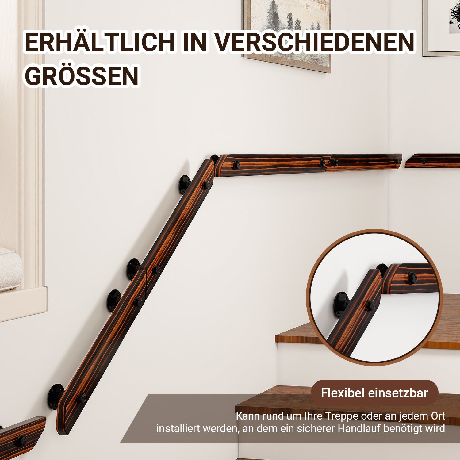 Cosmo Go Handlauf Treppengeländer Kiefernholz 60cm-200cm Brown