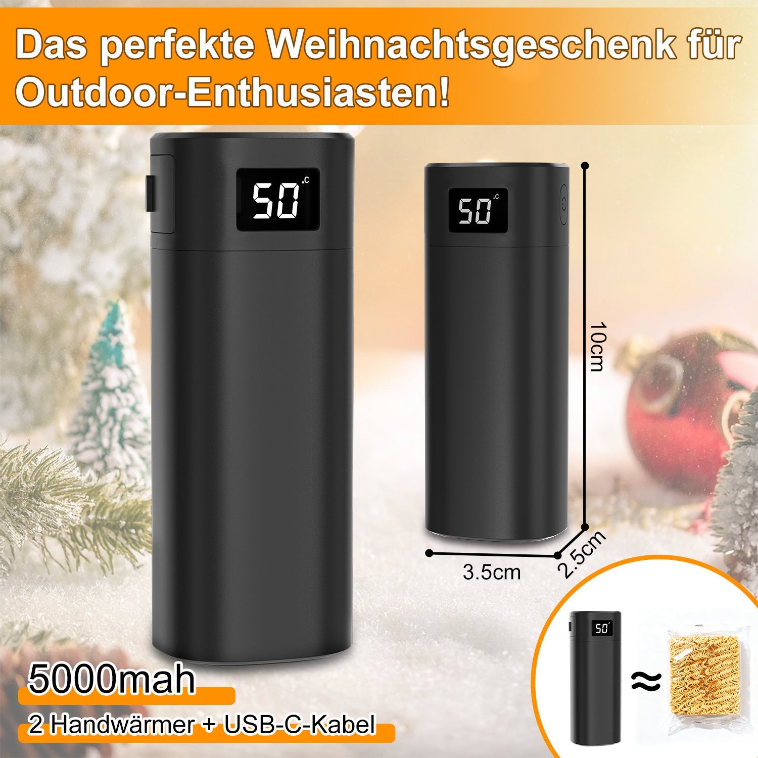 Cosmo Go 2x Set Handwärmer Elektrisch Taschenwärmer USB