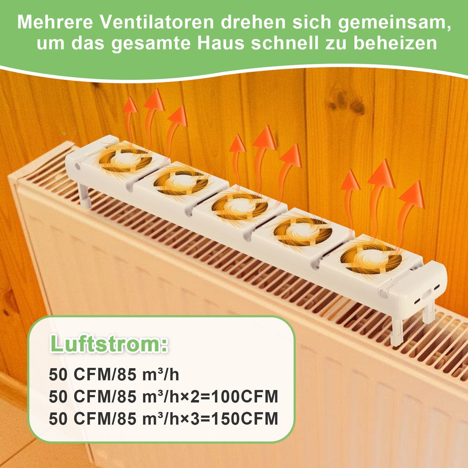 Cosmo Go Heizkörperverstärker Heizkörper 5 Lüfter