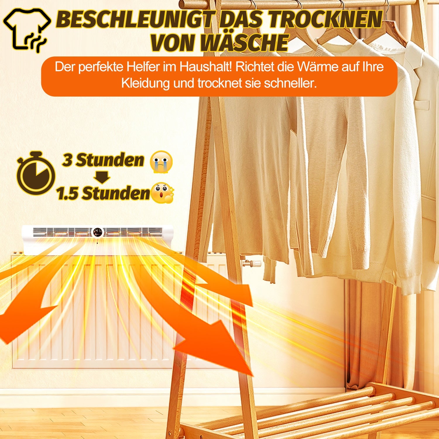 Cosmo Go Heizkörper Ventilator Heizverstärker 6 Auslässen und Beleuchtung