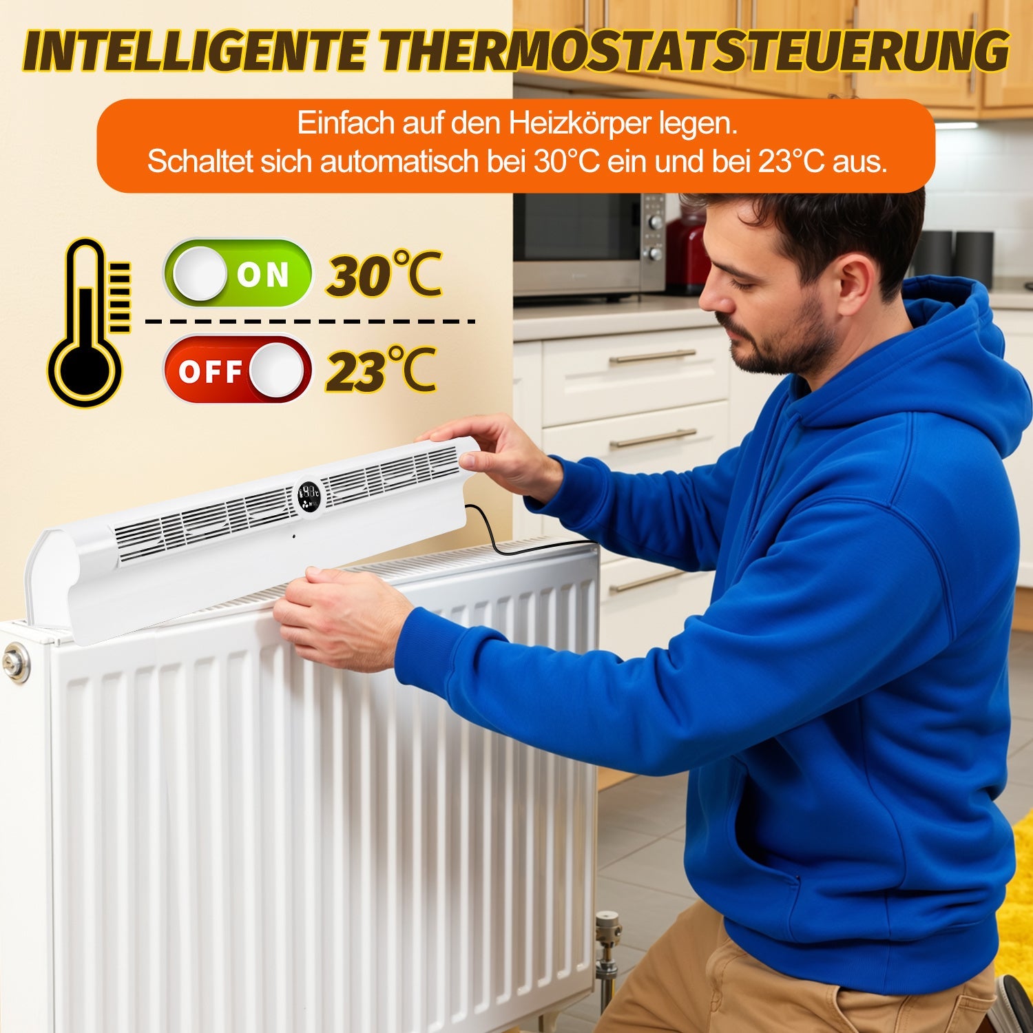 Cosmo Go Heizkörper Ventilator Heizverstärker 6 Auslässen und Beleuchtung