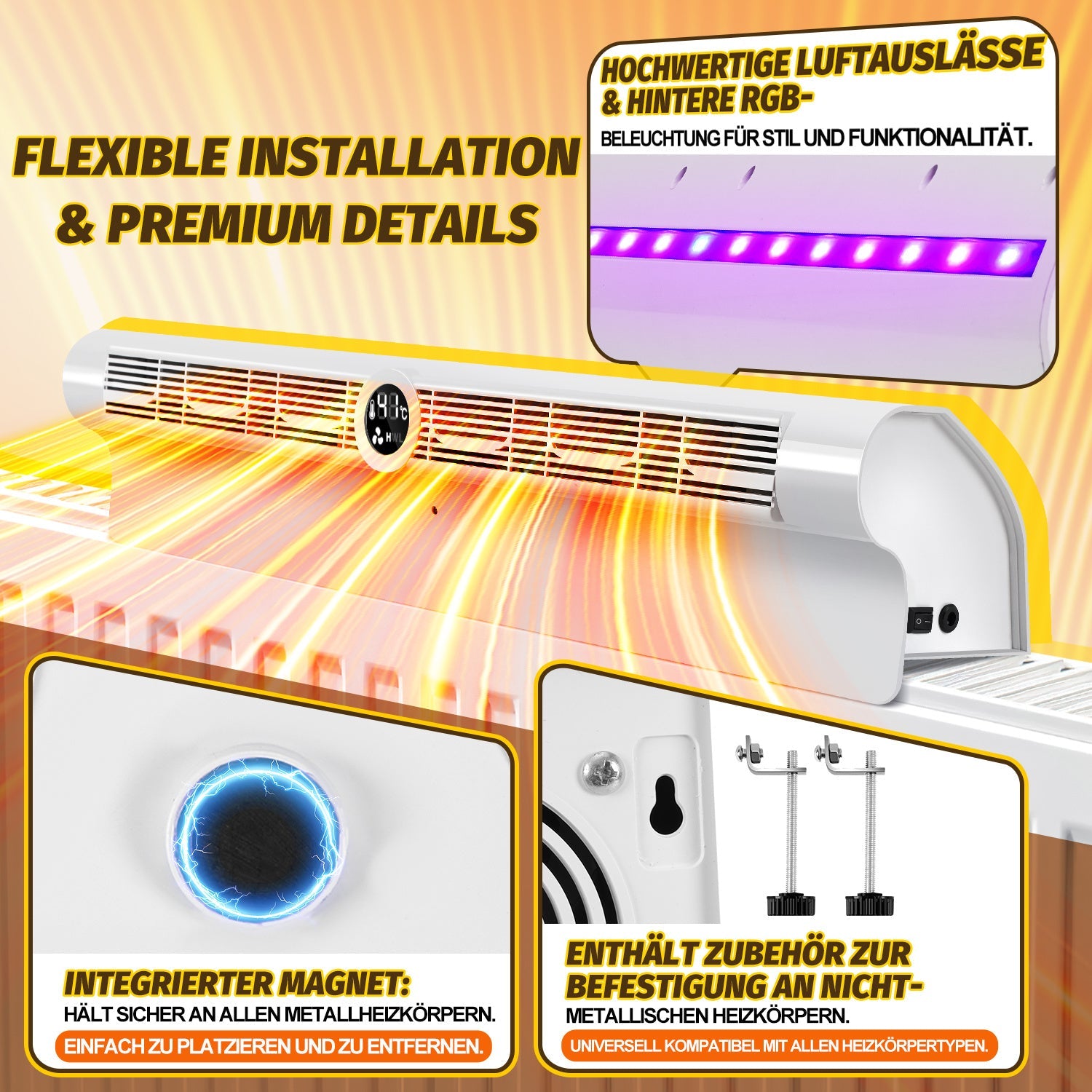 Cosmo Go Heizkörper Ventilator Heizverstärker 6 Auslässen und Beleuchtung