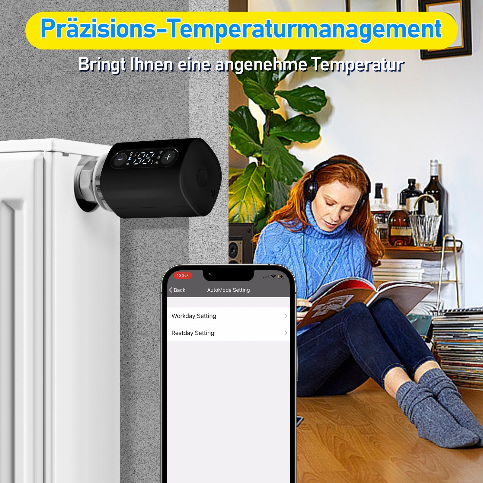 Cosmo Go Heizkörperthermostat Thermostatisches Heizkörperventil mit Ersatzkopf