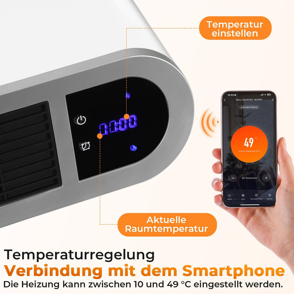 Cosmo Go Heizlüfter Keramik Wandheizung APP 2000W