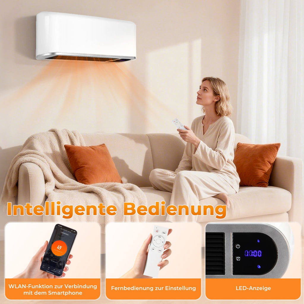 Cosmo Go Heizlüfter Keramik Wandheizung APP 2000W