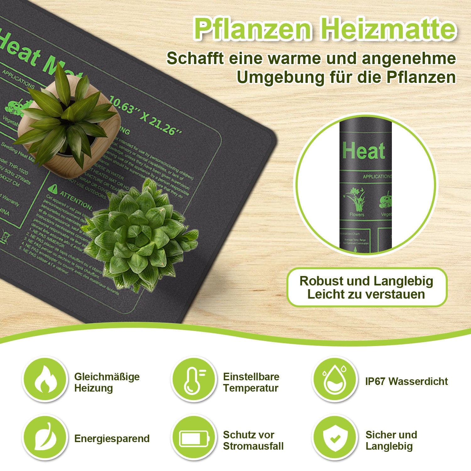 Cosmo Go Heizmatte Pflanzen 27W/55W mit Thermostat