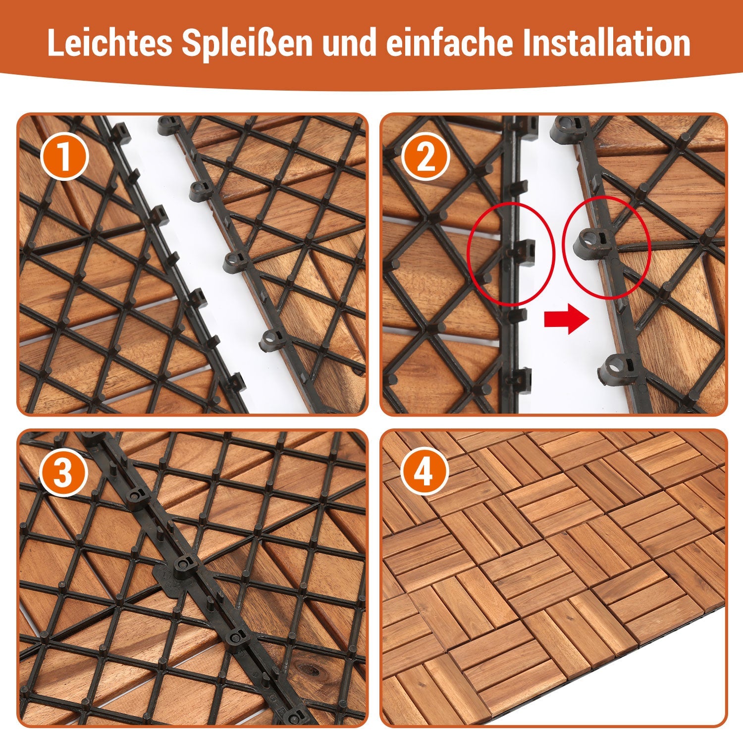 Cosmo Go Holzfliesen 30x30cm 12 Latten Fliese(11 Stück)