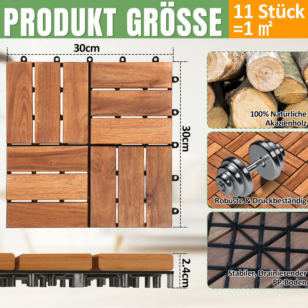 Cosmo Go Holzfliesen 30x30cm 12 Latten Fliese(11 Stück) Verschiedene Farben