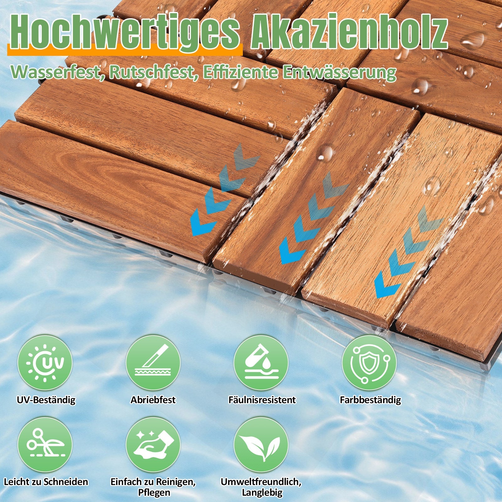Cosmo Go Holzfliesen 30x30cm 12 Latten Fliese(11 Stück) Verschiedene Farben