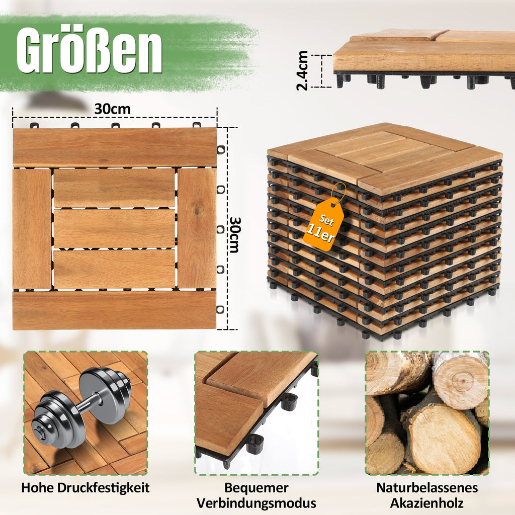 Cosmo Go Holzfliesen Balkonfliesen 30x30cm 11 Fliesen