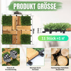 Cosmo Go Holzfliesen Balkonfliesen mit Grass 30x30cm 11 Fliesen