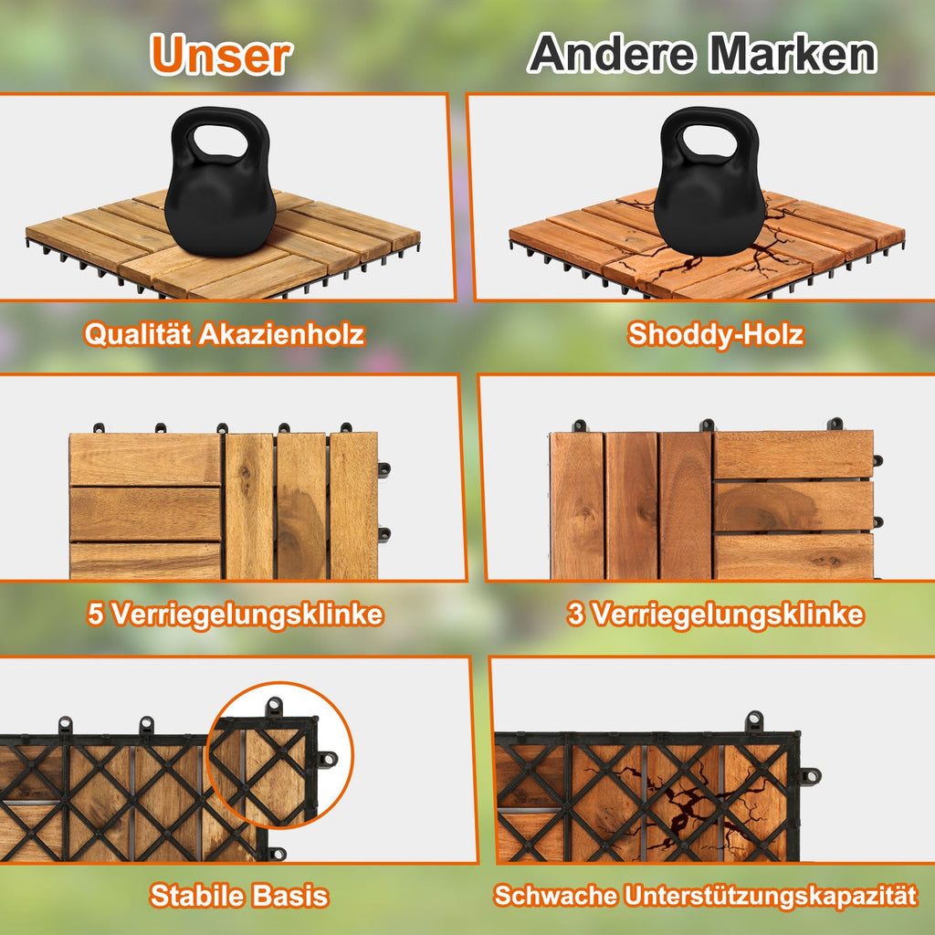 Cosmo Go Holzfliesen 30x30cm 12 Latten Fliese(11 Stück)