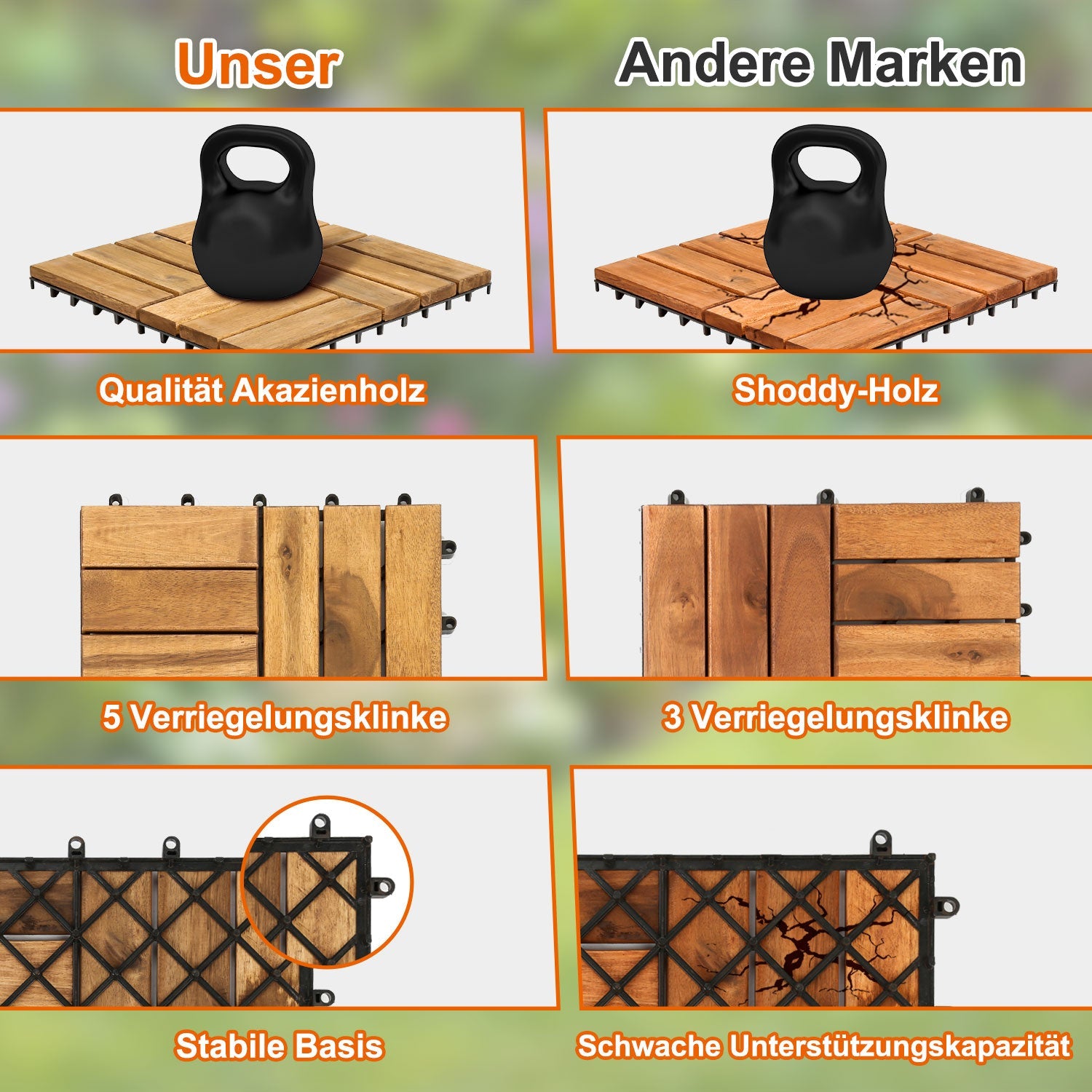 Cosmo Go Holzfliesen 30x30cm 12 Latten Fliese(11 Stück)