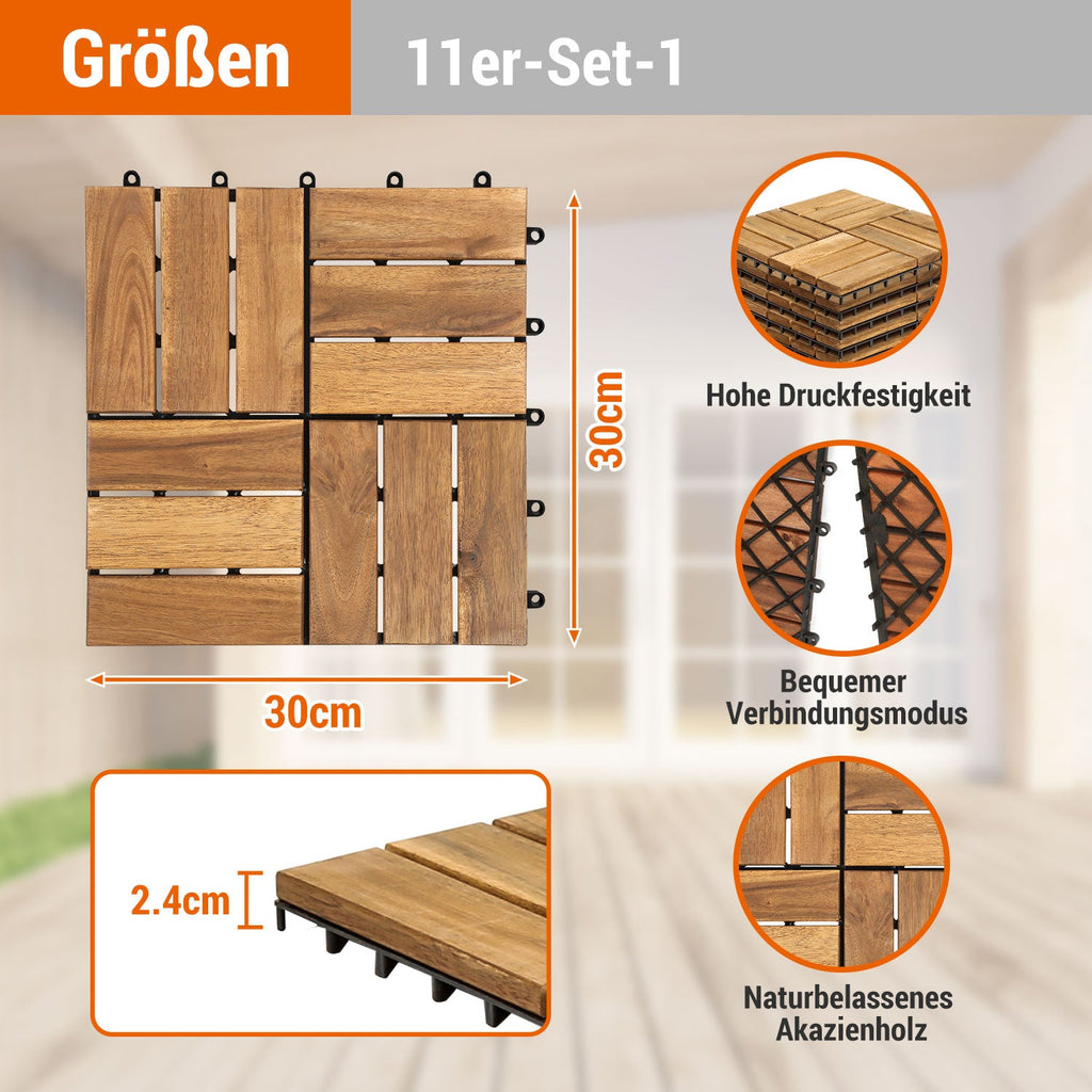 Cosmo Go Holzfliesen 30x30cm 12 Latten Fliese(11 Stück)