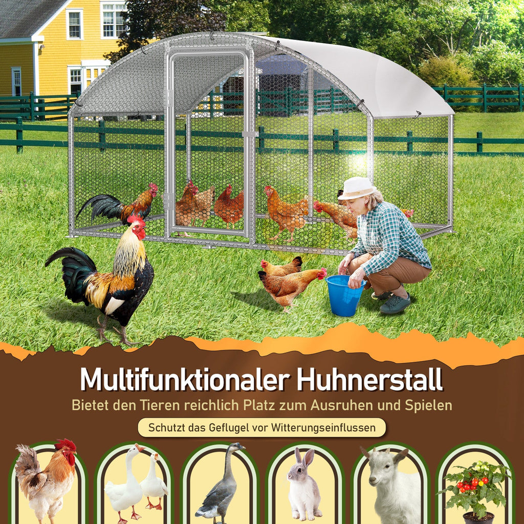 Cosmo Go Hühnerstall Freilaufgehege Kuppeldach Verzinktem Stahl 3x2x2m