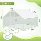 Cosmo Go Hühnerstall Freilaufgehege Verzinkter Stahl mit Dachplane 3*3*2m