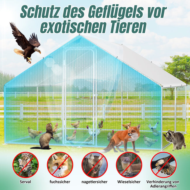Cosmo Go Hühnerstall Freilaufgehege Verzinkter Stahl mit Dachplane 3*6*2m Main Image