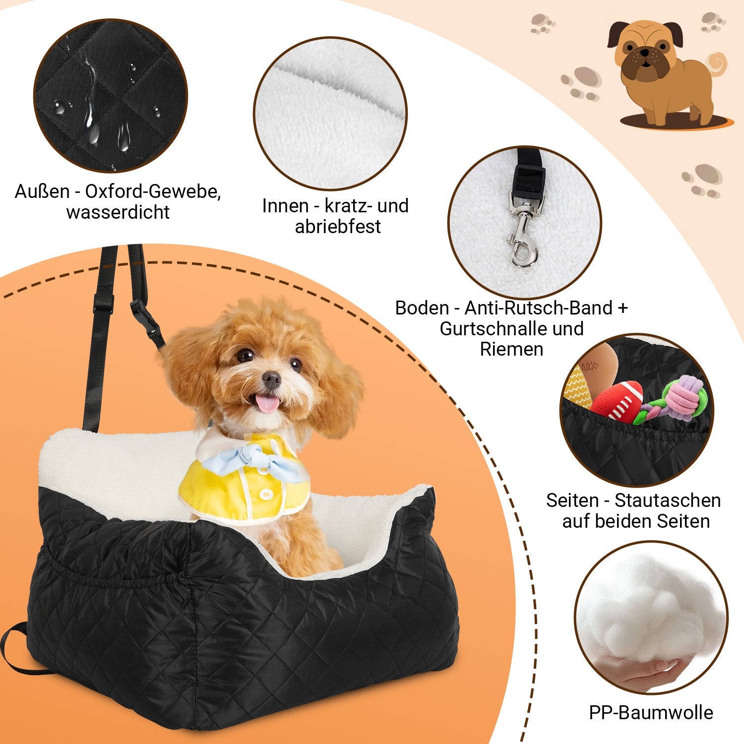 Cosmo Go Hundesitz Auto Hundeautositz bis 12kg