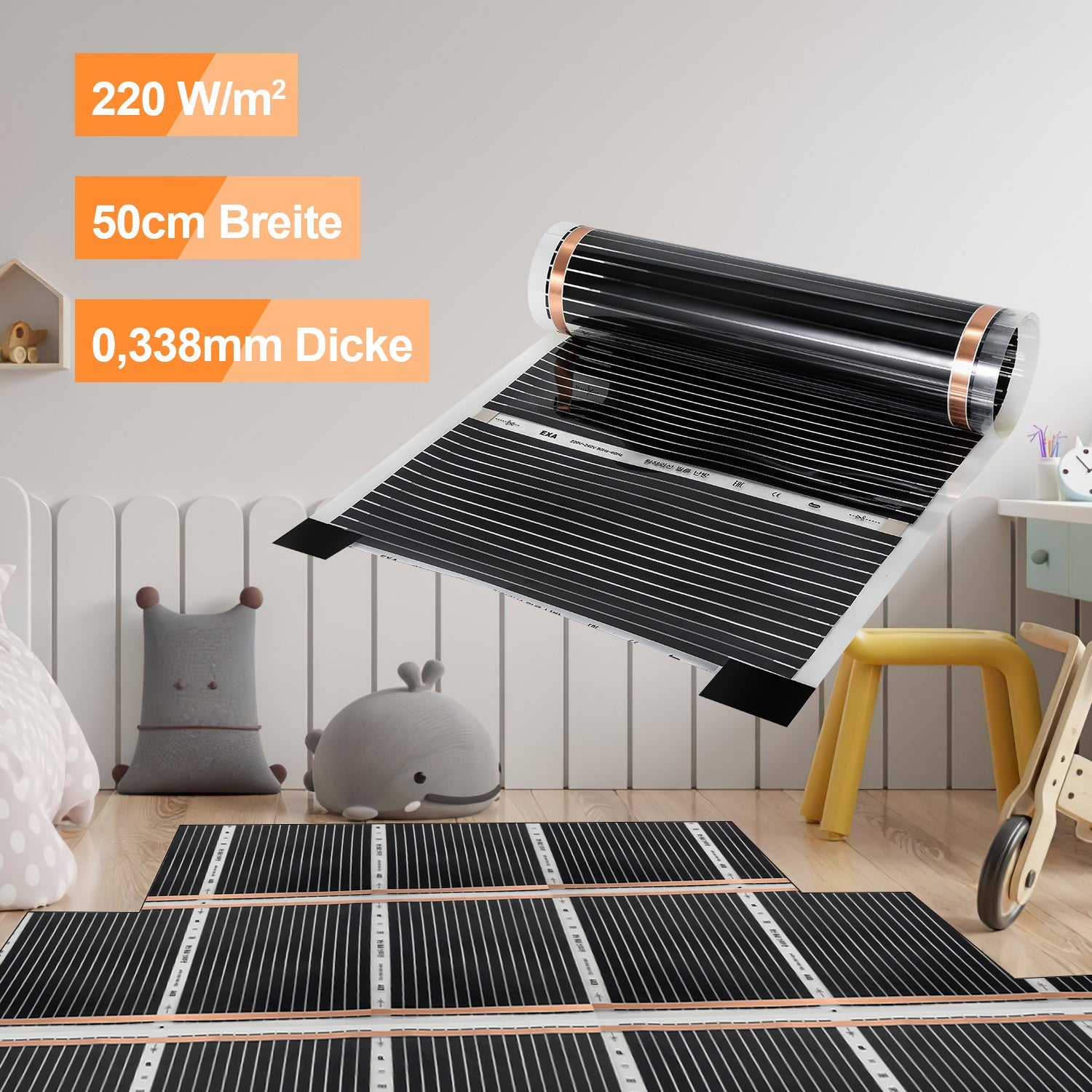 Cosmo Go Infrarot Heizfolie Heizfilm 2mx0.5m 220W