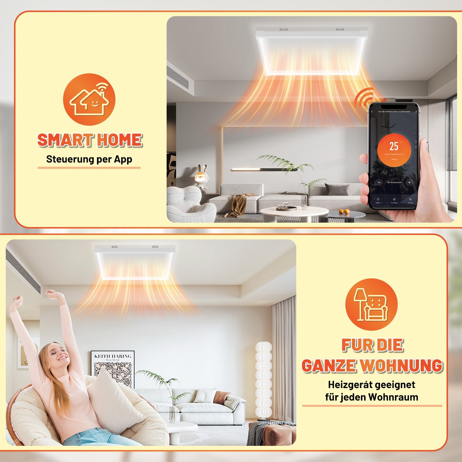 Cosmo Go Infrarotheizung Deckenheizung mit Licht 360/770W