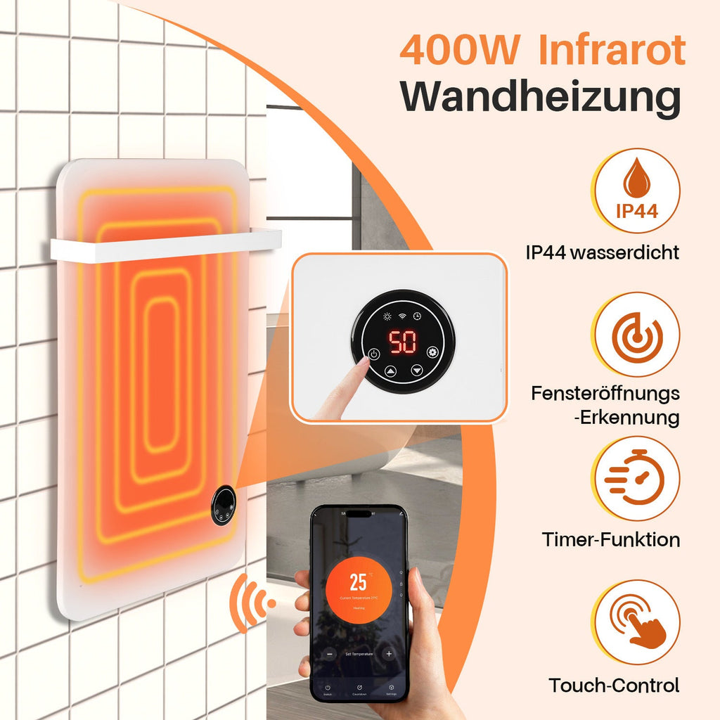 Cosmo Go Infrarotheizung Handtuchhalter Thermostat 400W/600W