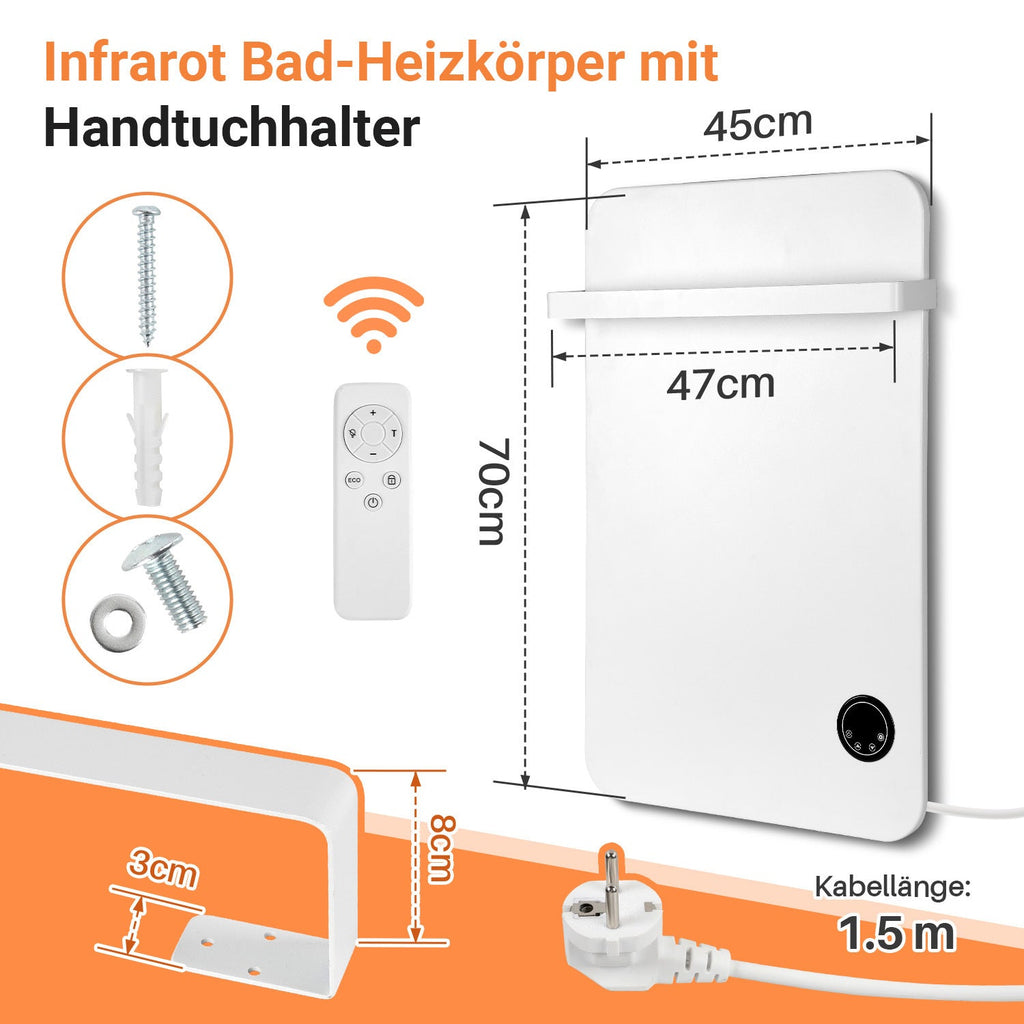 Cosmo Go Infrarotheizung Handtuchhalter Thermostat 400W/600W