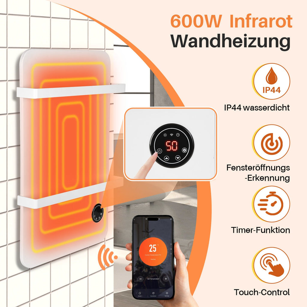 Cosmo Go Infrarotheizung Handtuchhalter Thermostat 400W/600W