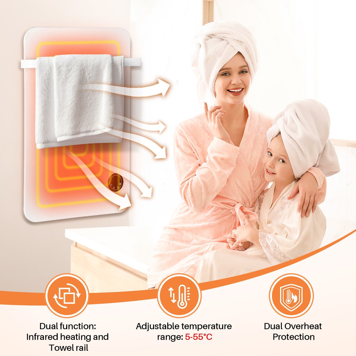 Cosmo Go Infrarotheizung Handtuchhalter Thermostat 400W/600W