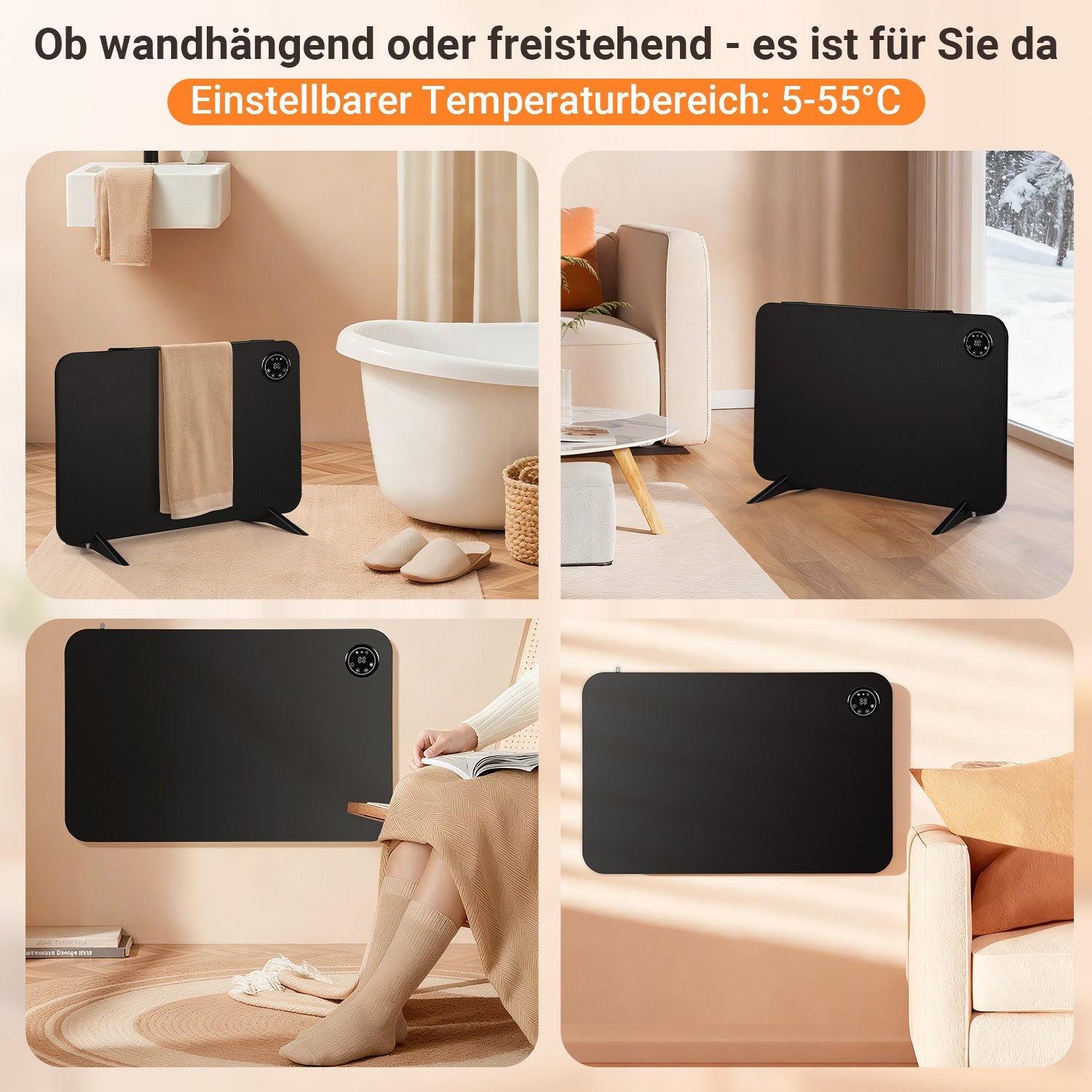 Cosmo Go Infrarotheizung Elektroheizung 450W mit App Fernbedienung