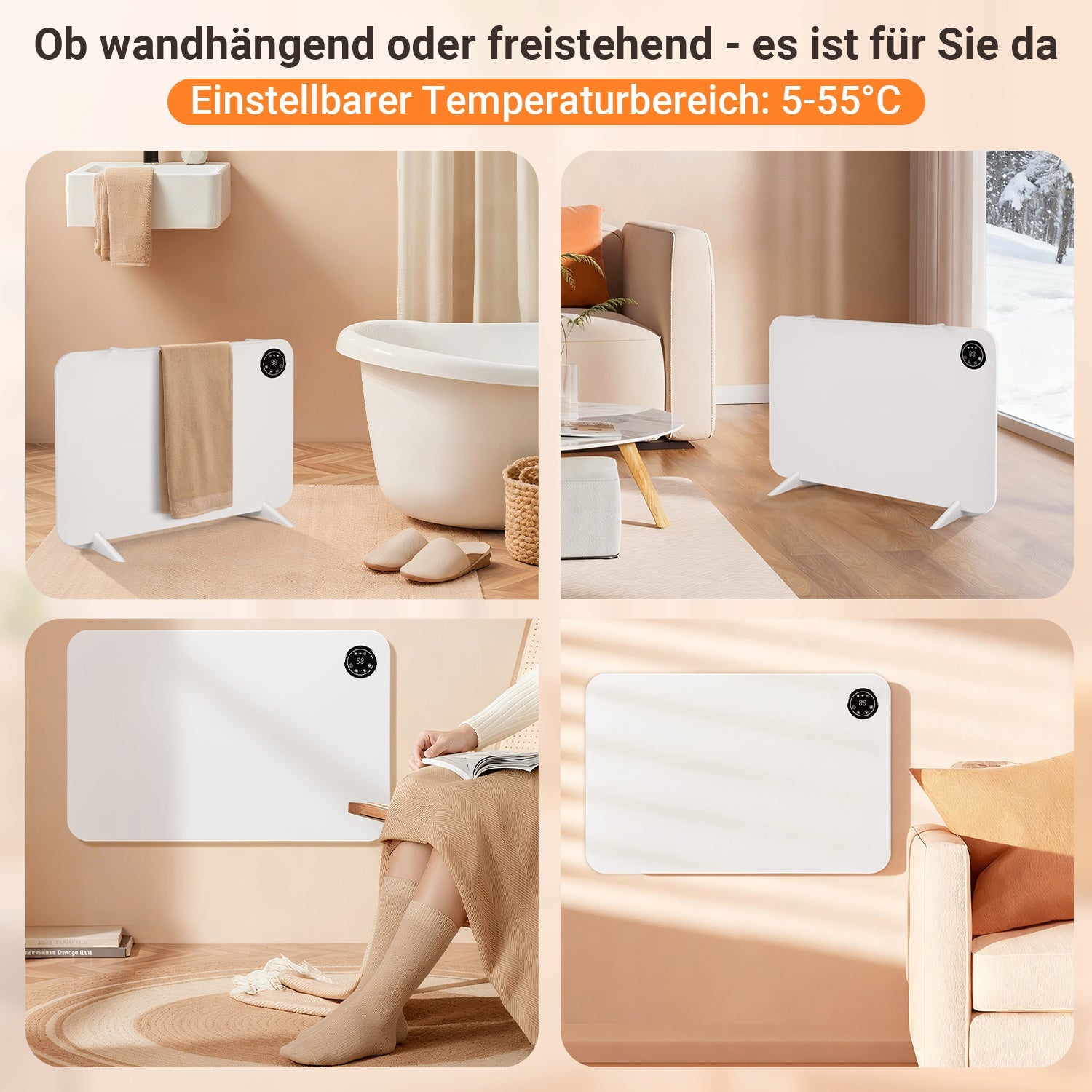 Cosmo Go Infrarotheizung Elektroheizung 450W mit App Fernbedienung