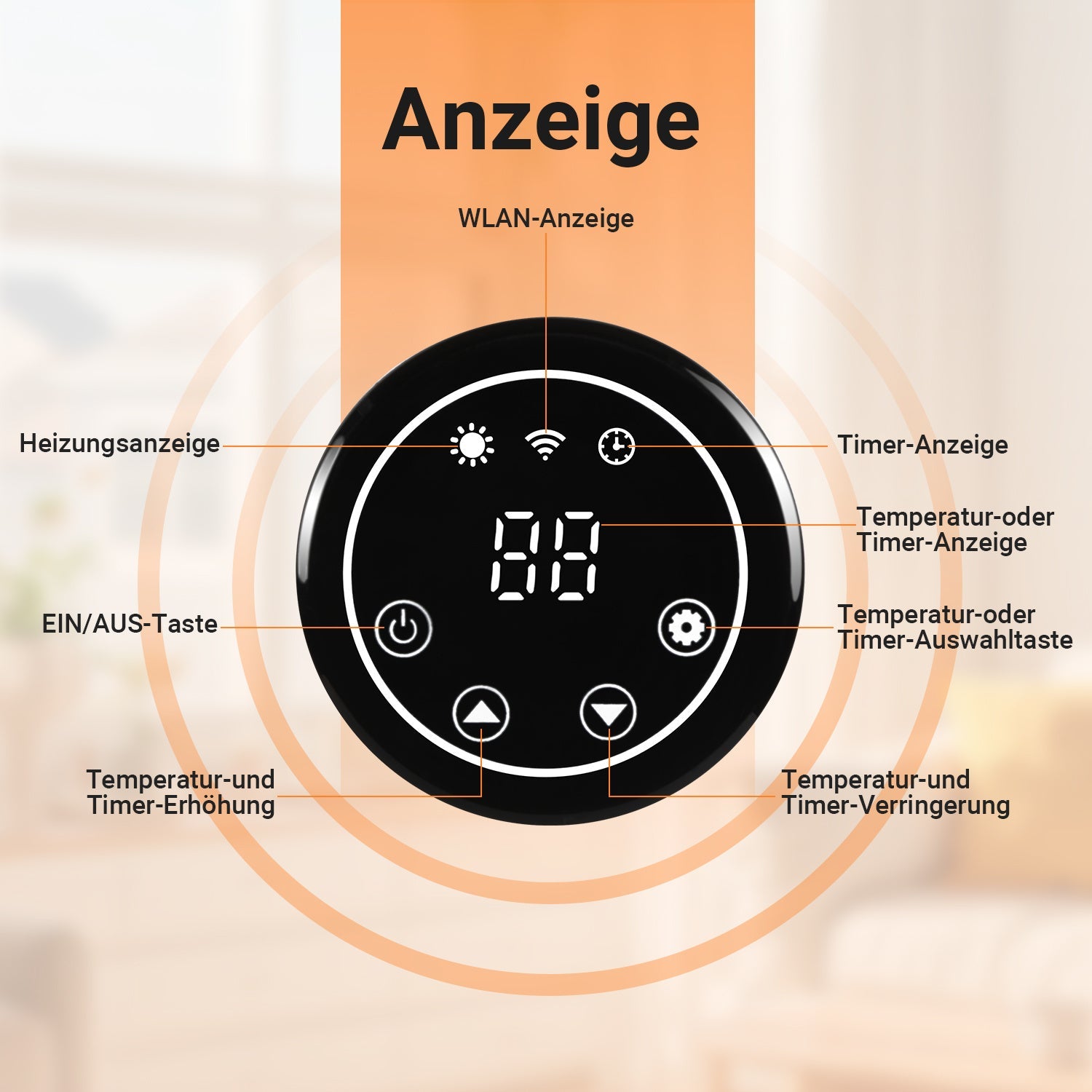 Cosmo Go Infrarotheizung Elektroheizung 450W mit App Fernbedienung